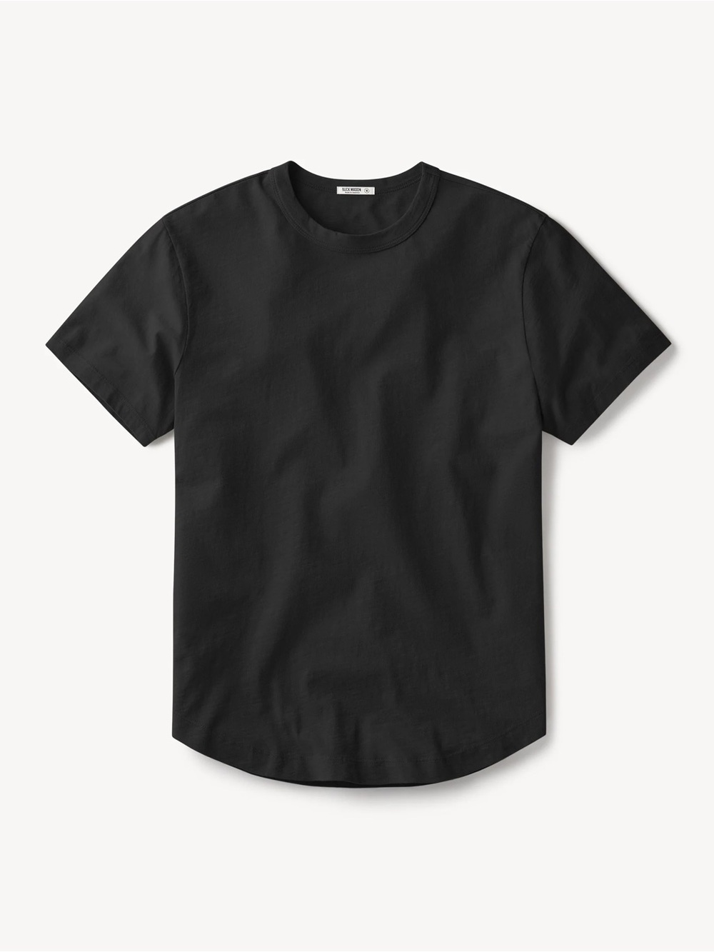 Buck Mason Slub Curved Hem Tee Shirt in Black, Men’s size Large